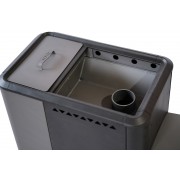 Печь банная СИБИРЬ со встроенным баком с выносной дверкой 15куб.м топка 40см