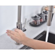 Кухонный смеситель PAULMARK Senso Se215180-BS брашированная сталь (сенсорное упр., выдв. излив)