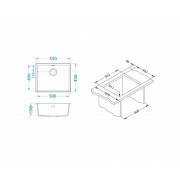 Мойка ALVEUS GRANITAL OMNI 30 ARCTIC-G11 550x450x198 с сифоном 1145083