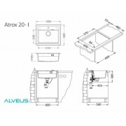 Мойка ALVEUS GRANITAL ATROX 30 TERRA - G22 590 X 500 1X в комплекте с сифоном 1132823
