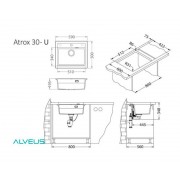 Мойка ALVEUS GRANITAL ATROX 30 BEIGE - G55 590 X 500 1X в комплекте с сифоном 1132823