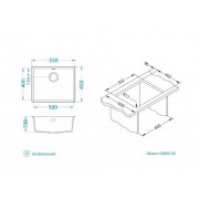 Мойка ALVEUS GRANITAL OMNI 30 CONCRETE-G81 550x450x198 с сифоном 1145083