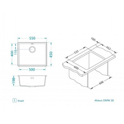 Мойка ALVEUS GRANITAL OMNI 30 CONCRETE-G81 550x450x198 с сифоном 1145083 Мойка ALVEUS GRANITAL OMNI 30 CONCRETE-G81 550x450x198 с сифоном 1145083