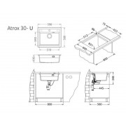 Мойка ALVEUS GRANITAL ATROX 30 ARCTIC - G11 590 X 500 1X в комплекте с сифоном 1132823