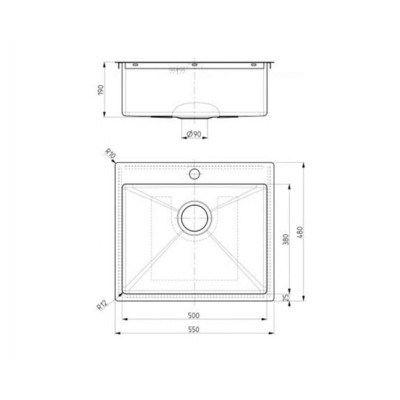 Мойка ALVEUS QUARTO 10 BRS-90 550x480 в комплекте с сифоном 1130551 Мойка ALVEUS QUARTO 10 BRS-90 550x480 в комплекте с сифоном 1130551