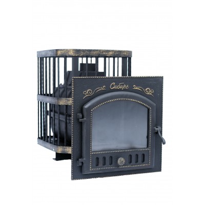 Печь банная чугунная "Сибирь-24". Каминная дверца "Сибирь" 545х545 (сетка) Печь банная чугунная "Сибирь-24". Каминная дверца "Сибирь" 545х545 (сетка)