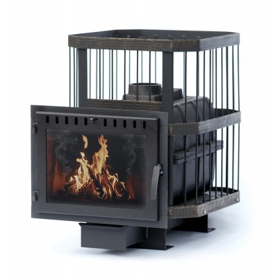 Чугунная банная печь "Сибирь-18" с панорамной дверцей Чугунная банная печь "Сибирь-18" с панорамной дверцей