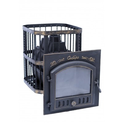 Печь банная чугунная "Сибирь-24". Каминная дверца "Сибирь" 545х545 (сетка) Печь банная чугунная "Сибирь-24". Каминная дверца "Сибирь" 545х545 (сетка)