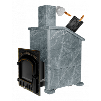 Премиальная банная печь "Сибирь-25" ЗК (дверка 545х545) в облицовке "Президент" талькомагнезит Премиальная банная печь "Сибирь-25" ЗК (дверка 545х545) в облицовке "Президент" талькомагнезит