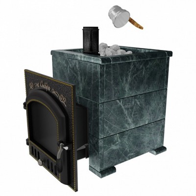 Премиальная банная печь "Сибирь-40" (дверка 700х700) в облицовке "Оптима" змеевик Премиальная банная печь "Сибирь-40" (дверка 700х700) в облицовке "Оптима" змеевик