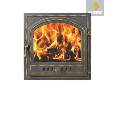 Дверка каминная Везувий со стеклом 205 бронза Дверка каминная Везувий со стеклом 205 бронза