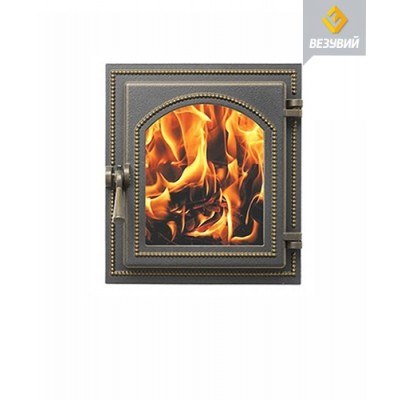 Дверка каминная Везувий со стеклом 220 бронза Дверка каминная Везувий со стеклом 220 бронза