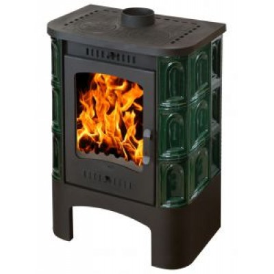 Печь - камин Бавария Барокко зеленая изразец с плитой Печь - камин Бавария Барокко зеленая изразец с плитой