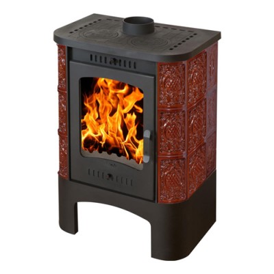 Печь - камин Бавария Барокко коричневая изразец с плитой Печь - камин Бавария Барокко коричневая изразец с плитой