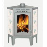 Печь - камин Бавария угловая с плитой незабудка