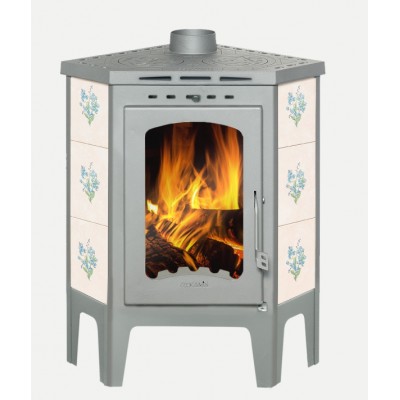 Печь - камин Бавария угловая с плитой незабудка Печь - камин Бавария угловая с плитой незабудка