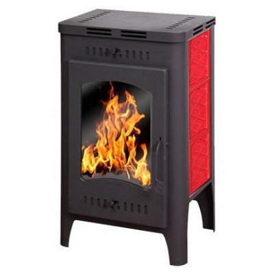 Печь - камин Бавария Оптима красная изразец Печь - камин Бавария Оптима красная изразец