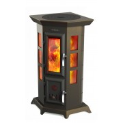 Печь - камин ТМФ Статика Квинта отопительно - варочная черная бронза