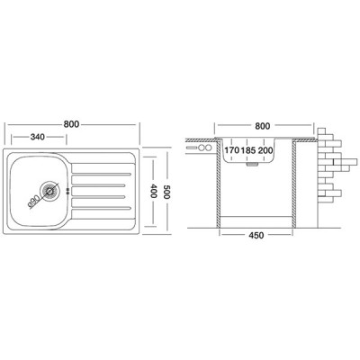 Мойка Ukinox Гранд GRL800.500 -GT8K 2L Мойка Ukinox Гранд GRL800.500 -GT8K 2L