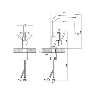 Смеситель Florentina Дельта Ультра нуар Смеситель Florentina Дельта Ультра нуар