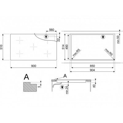Варочная панель SMEG SE495ETD электрическая Варочная панель SMEG SE495ETD электрическая