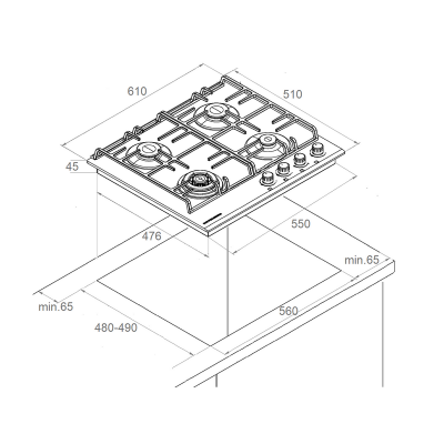 Варочная панель Kuppersberg FG 63 W газовая Варочная панель Kuppersberg FG 63 W газовая