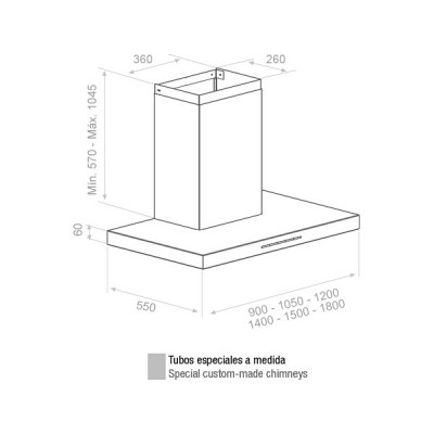 Вытяжка Pando P-861/180 NE SATINADO V.1250 ECO Вытяжка Pando P-861/180 NE SATINADO V.1250 ECO