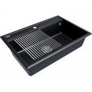 Мойка Paulmark Stepia 80+ролл-мат Step, черный металлик/брашированная нерж. сталь