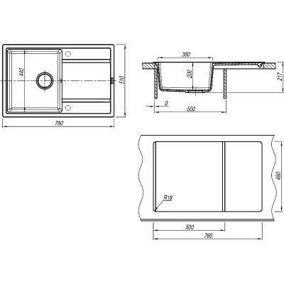 Мойка Florentina Липси 780 грей Мойка Florentina Липси 780 грей