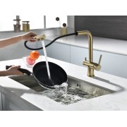 Смеситель Paulmark Serpentine Se213222-SBG, светлое брашированное золото