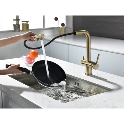 Смеситель Paulmark Serpentine Se213222-SBG, светлое брашированное золото Смеситель Paulmark Serpentine Se213222-SBG, светлое брашированное золото