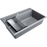 Мойка Paulmark Stepia 80+коландер Advance, серый металлик/брашированная нерж. сталь