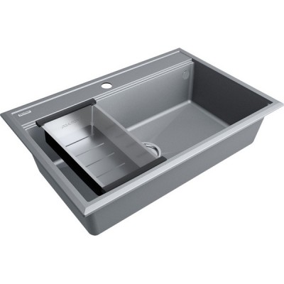 Мойка Paulmark Stepia 80+коландер Advance, серый металлик/брашированная нерж. сталь Мойка Paulmark Stepia 80+коландер Advance, серый металлик/брашированная нерж. сталь