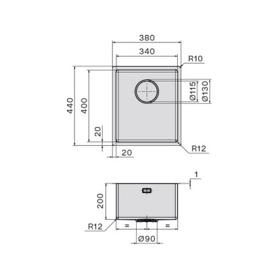 Мойка Falmec Como 34 (врезной монтаж) Мойка Falmec Como 34 (врезной монтаж)