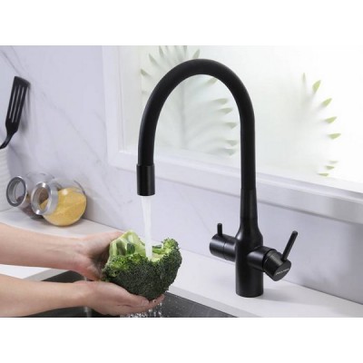 Смеситель Paulmark Salix Sa213419-418, черный металлик, черный шланг Смеситель Paulmark Salix Sa213419-418, черный металлик, черный шланг