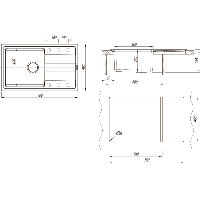 Мойка Florentina Комби 780 антрацит Мойка Florentina Комби 780 антрацит