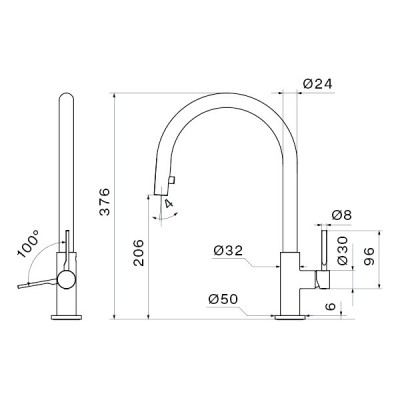 Смеситель Falmec TREVI ROUND MATT BLACK Смеситель Falmec TREVI ROUND MATT BLACK