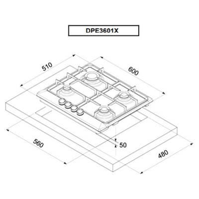 Варочная панель De Dietrich DPE3601X газовая Варочная панель De Dietrich DPE3601X газовая