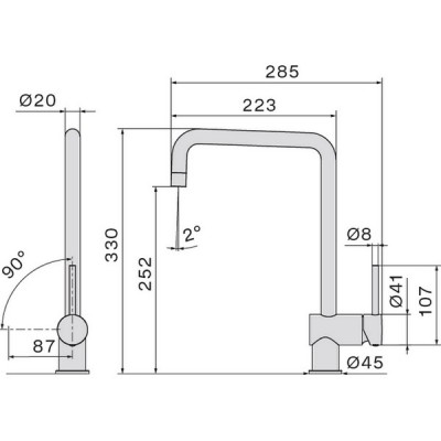 Смеситель Falmec EASY SQUARE CHROME Смеситель Falmec EASY SQUARE CHROME