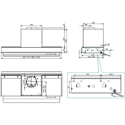 Вытяжка Falmec VIRGOLA NO-DROP TOUCH 90 BLACK Вытяжка Falmec VIRGOLA NO-DROP TOUCH 90 BLACK