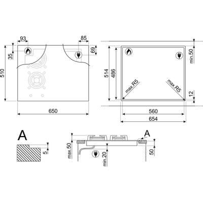 Варочная панель SMEG PM3643D комбинированная Варочная панель SMEG PM3643D комбинированная