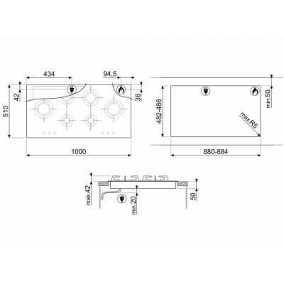 Варочная панель SMEG PXL6106 газовая Варочная панель SMEG PXL6106 газовая
