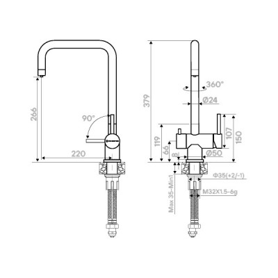 Смеситель Kuchenstern STROM-F нержавеющая сталь Смеситель Kuchenstern STROM-F нержавеющая сталь