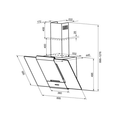 Вытяжка KRONA TALLI 900 inox/black glass 3P Вытяжка KRONA TALLI 900 inox/black glass 3P