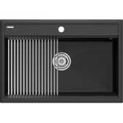 Мойка Paulmark Stepia 80+ролл-мат Step, антрацит/брашированная нерж. сталь