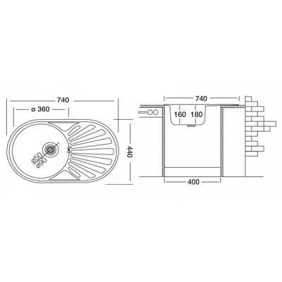 Мойка Ukinox Фаворит FAL740.440 -GT8K 1R Мойка Ukinox Фаворит FAL740.440 -GT8K 1R