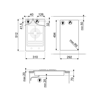 Варочная панель SMEG PGF31G2 газовая Варочная панель SMEG PGF31G2 газовая