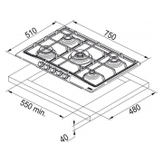 Варочная панель Franke FHTL 755 4G TC OA C (106.0183.106) газовая