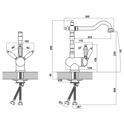Смеситель Florentina Ода шампань Смеситель Florentina Ода шампань