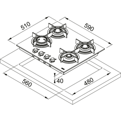 Варочная панель Franke FHCR 604 4G HE BK C (106.0374.280) газовая Варочная панель Franke FHCR 604 4G HE BK C (106.0374.280) газовая